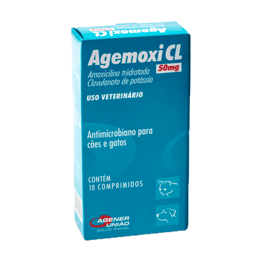 Antibiótico Agemoxi CL 50mg para Cães e Gatos, 10 comprimidos