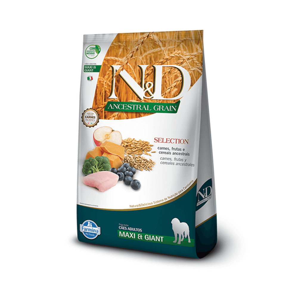 Ração N&D Ancestral Grain Selection Cães Adultos Maxi & Giant 15kg