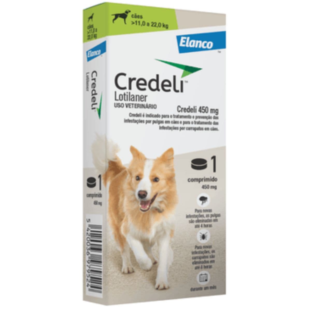 Antipulgas e Carrapatos Credeli 450mg para Cães de 11kg a 22kg, 1 comprimido