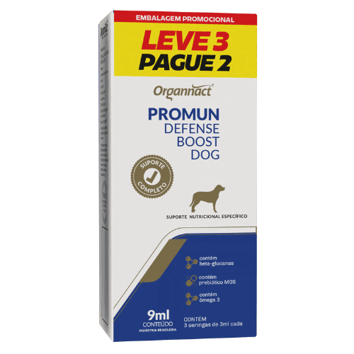 Suplemento Promun Defense Boost Dog Organnact 3 × 3ml (leve 3, pague 2)