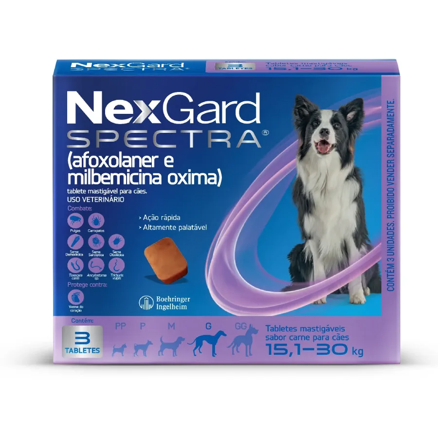 NEXGARD SPECTRA G (15.1-30KG) CARTELA C/3 7898659784845