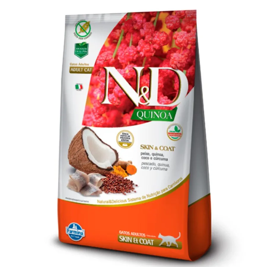 N&D QUINOA FEL AD SKIN PEIXE 7,5KG