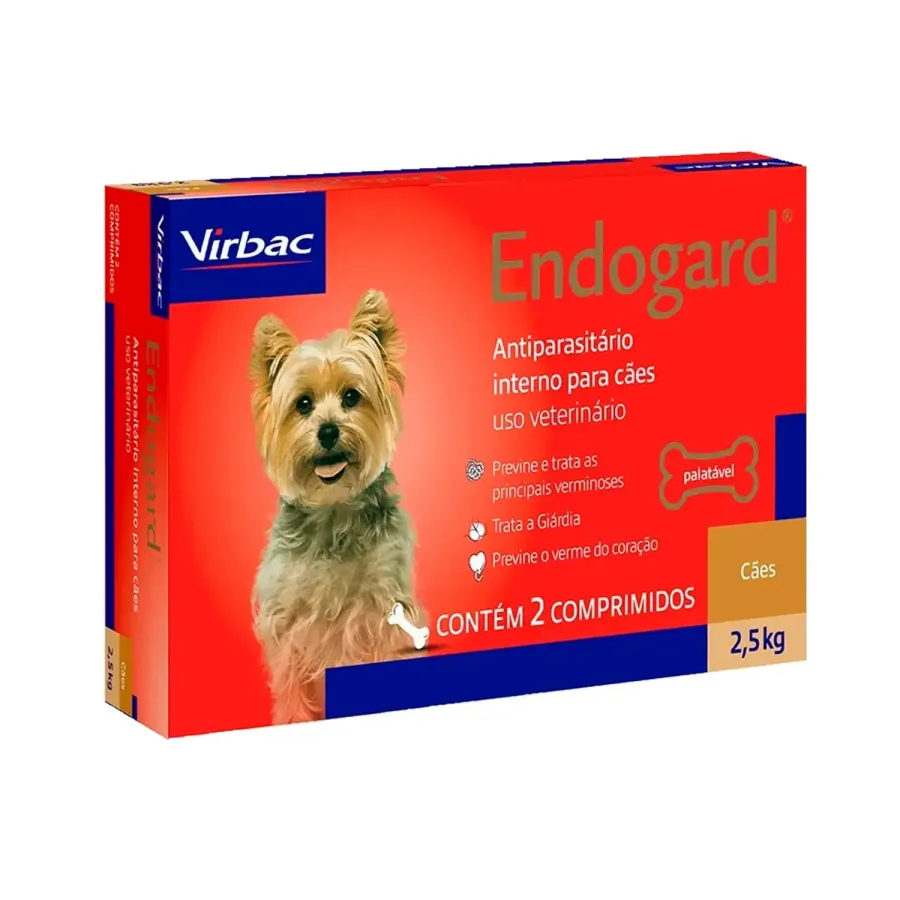 ENDOGARD 2,5KG C/2 COMPR. VIRBAC PET (DISTR.) 7897515654322